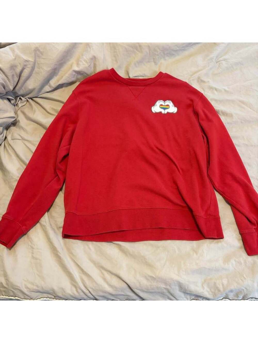 Disney Red PRIDE Mickey Hands Crewneck Sweatshirt Size Large